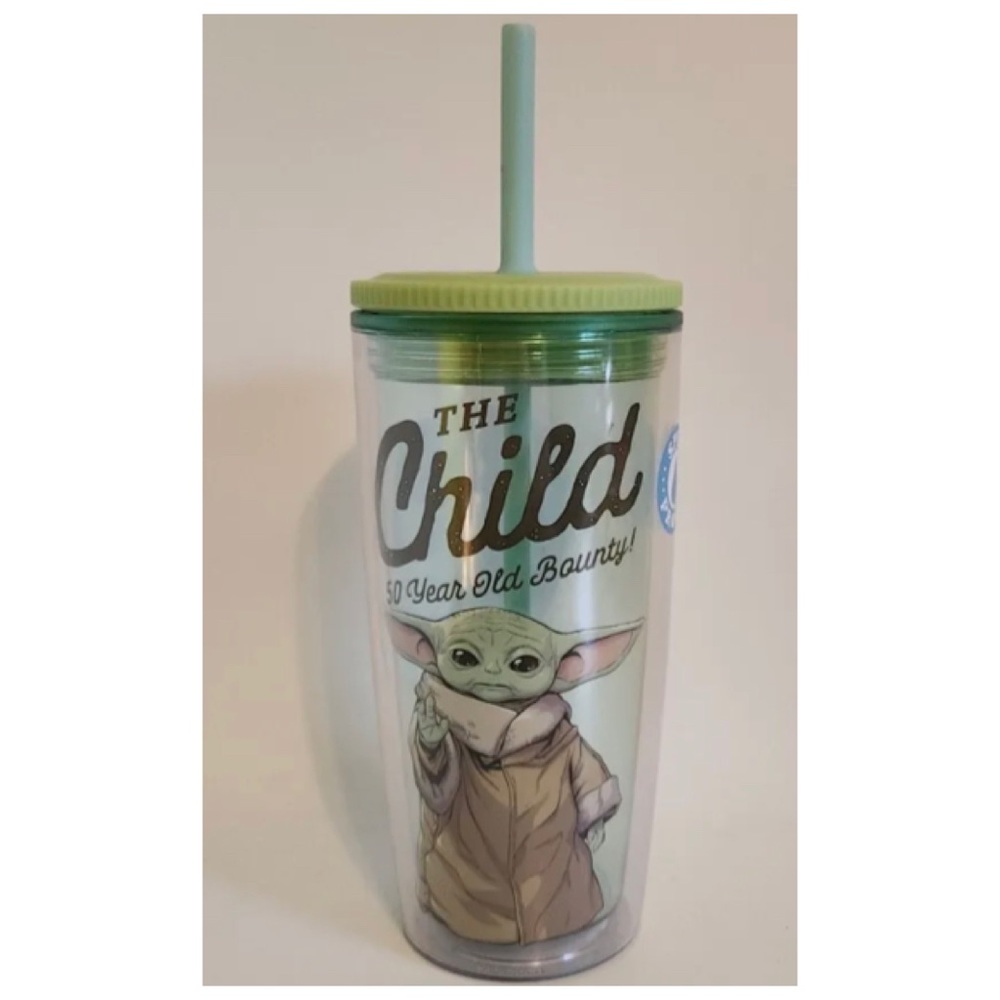 Star Wars Mandalorian Tumbler with Straw The Child 20 oz 50 Year Old Bounty